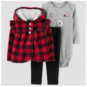 3 piece Buffalo Plaid Infant Girl's Outfit